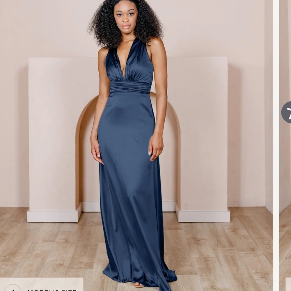 Revelry Dylan Satin Dress - NAVY